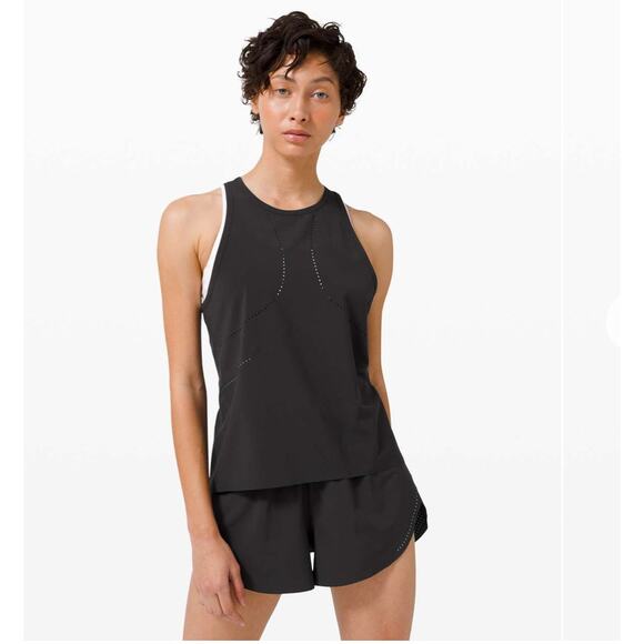 Lululemon Find Your Pace Women Tank Black Vented Reflective Top Medium 8 - 10 - Picture 2 of 11